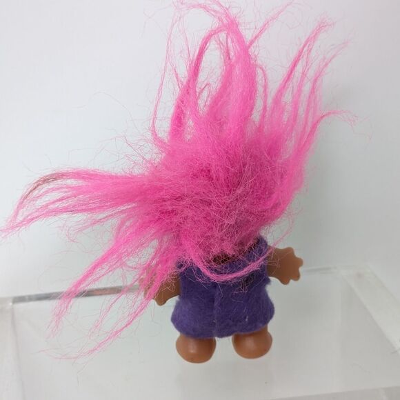 Vintage DAM Troll, Pink Hair, Purple Dress - Picture 5 of 11